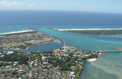 Skyview of bar in Ballina taken from an airoplane